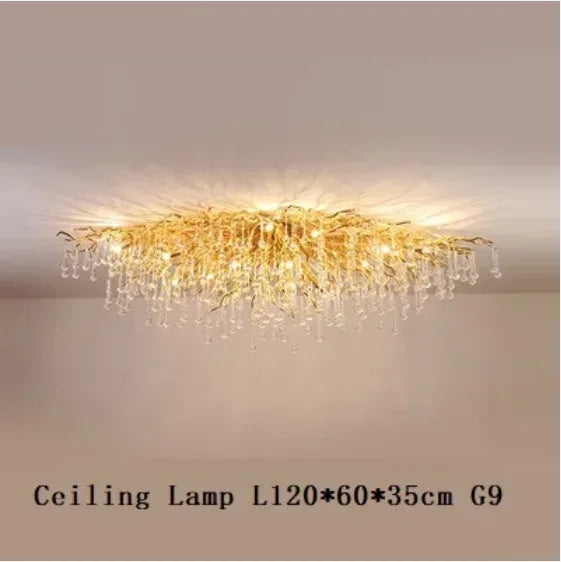 Afralia™ Modern Luxury Gold LED Crystal Chandelier for Living Room