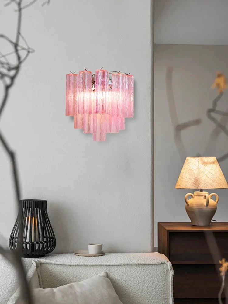 Pink Glass Wall Sconce Lamps LED - Afralia™ Modern Home Decor Aisle Hotel Light