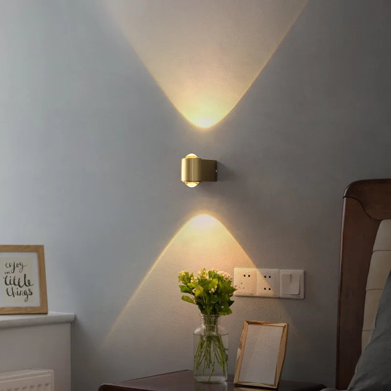 Afralia™ Copper LED Wall Lamp Modern Bedside Nordic Scone Living Room Bedroom Lamp