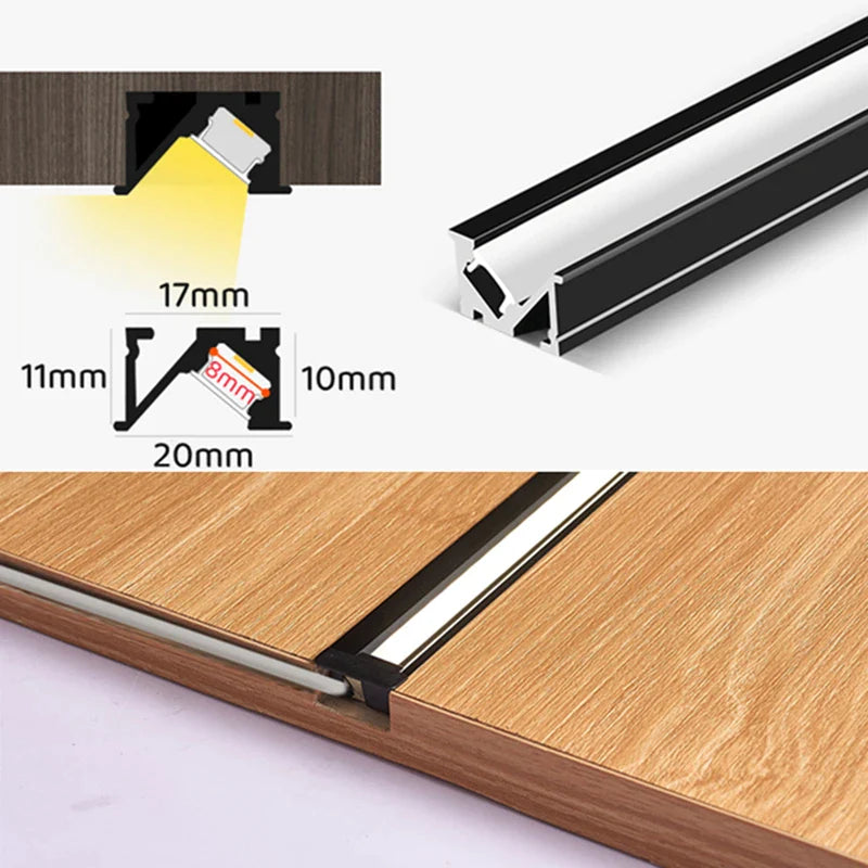 Afralia™ Invisible LED Aluminum Profile with Milky Cover for Cabinet Shelf Lighting