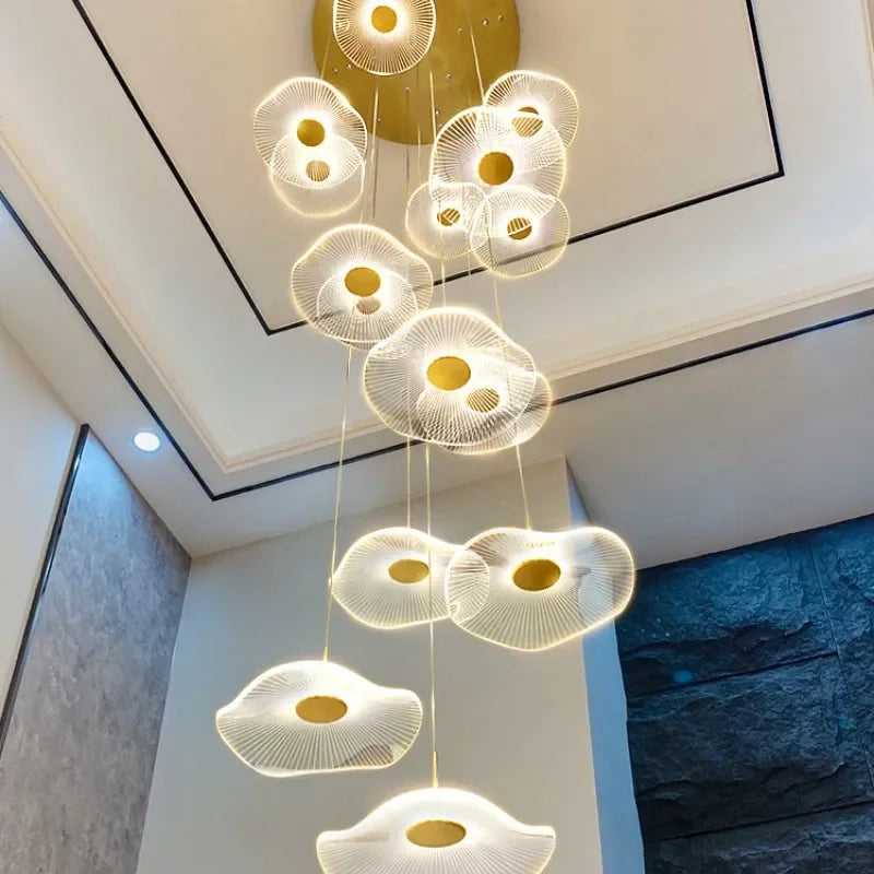 Afralia™ Modern Acrylic LED Pendant Chandelier for Living Dining Room Staircase Lighting