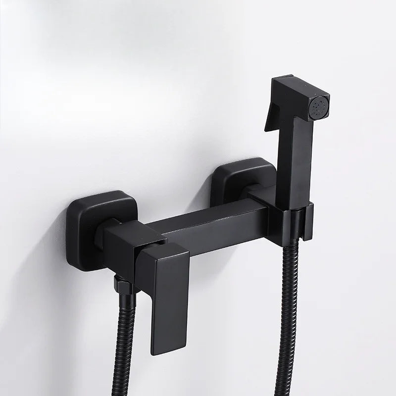 Afralia™ Brass Bidet Spray Gun Set for Hot/Cold Water - Bathroom Accessory