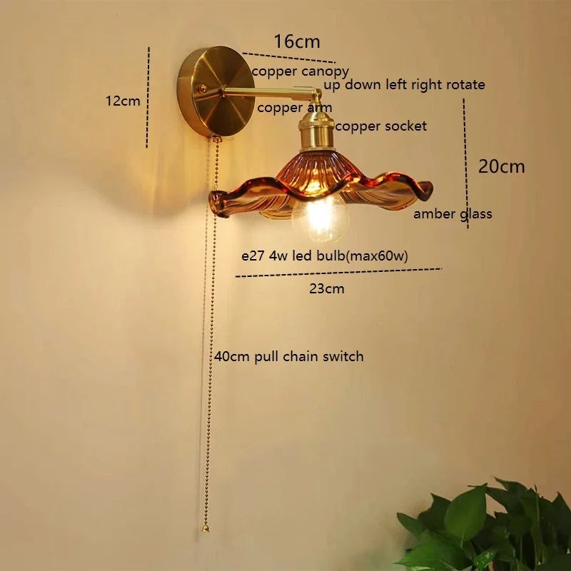 Afralia™ LED Copper Glass Wall Light Retro Luminaria De Parede