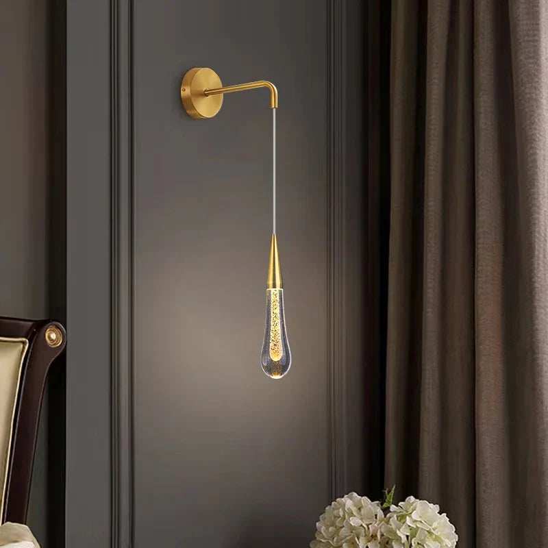 Afralia™ Crystal LED Wall Lamp Modern Minimalist Living Room Bedside Lamp