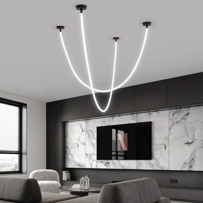 Afralia™ Silicone Chandelier Lamps LED Hanging Light 360° Lighting for Living Room Dining Room