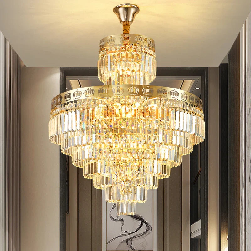 Afralia™ Crystal Duplex Chandelier for Luxury Hollow Living Room Décor