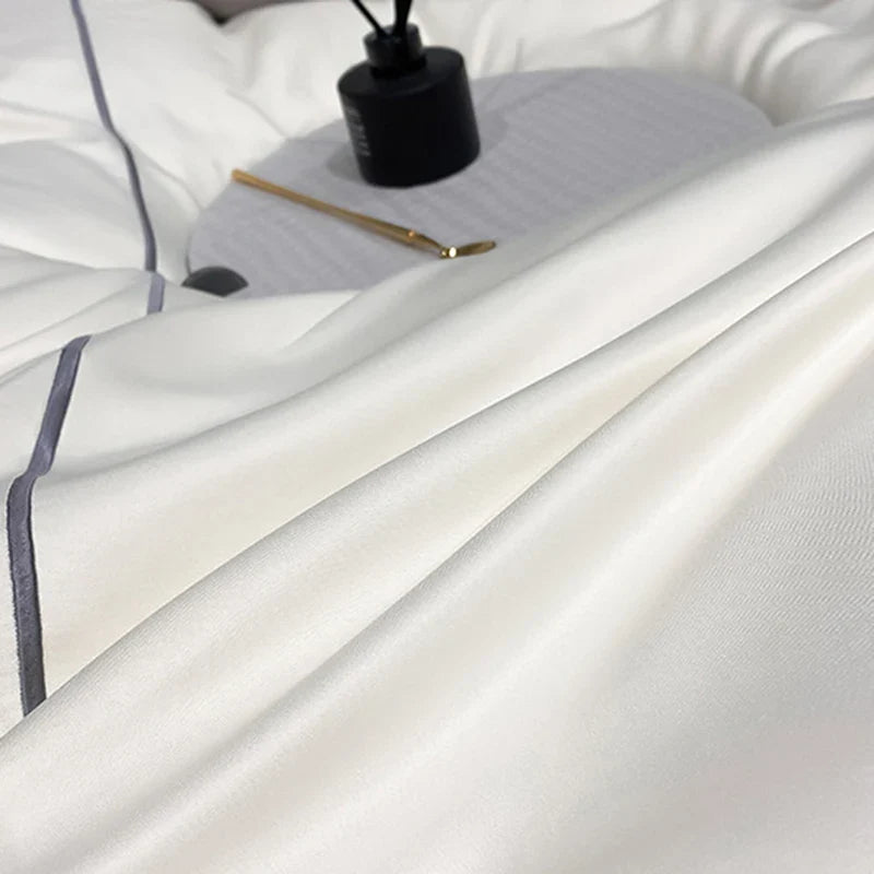 Afralia™ Luxury Embroidery Ice Silk Bedding Set - Cooling Comforter Cover Kit