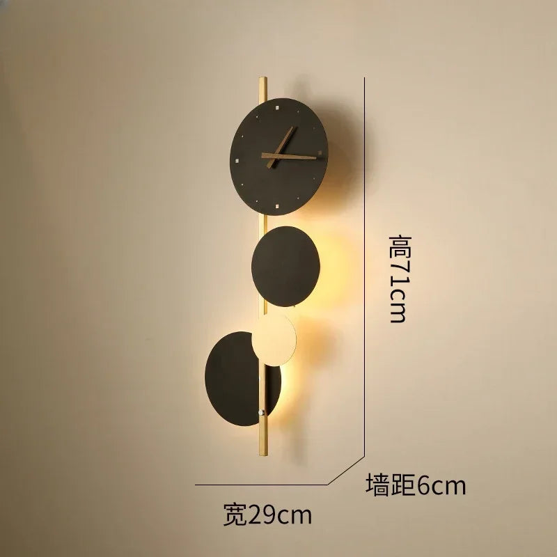 Afralia™ LED Wall Clock Sconce for Bedroom Living Room Home Decor Lighting