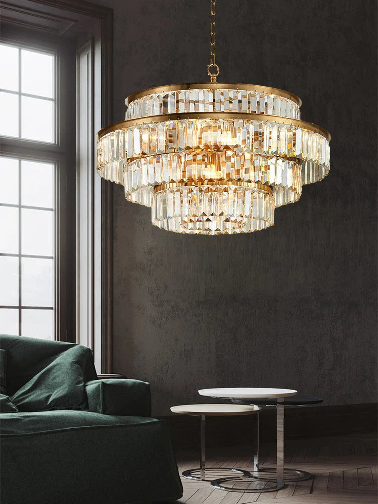Afralia™ Nordic Gold Crystal LED Chandelier for Dining Living Room Kitchen Home Decor