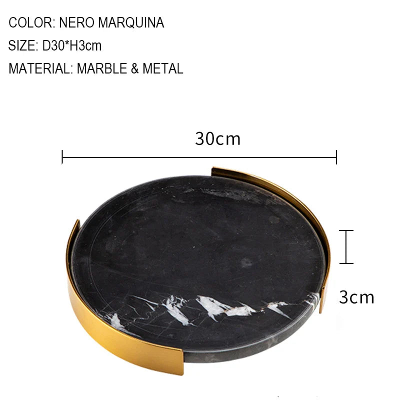 Afralia™ Marble Tray with Golden Metal Pallet for Bathroom Luxury Storage