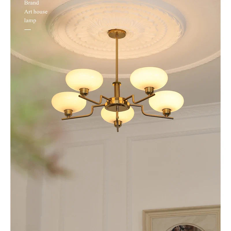 Afralia™ Retro Glass Chandelier Warm Postmodern American Style Hall Light