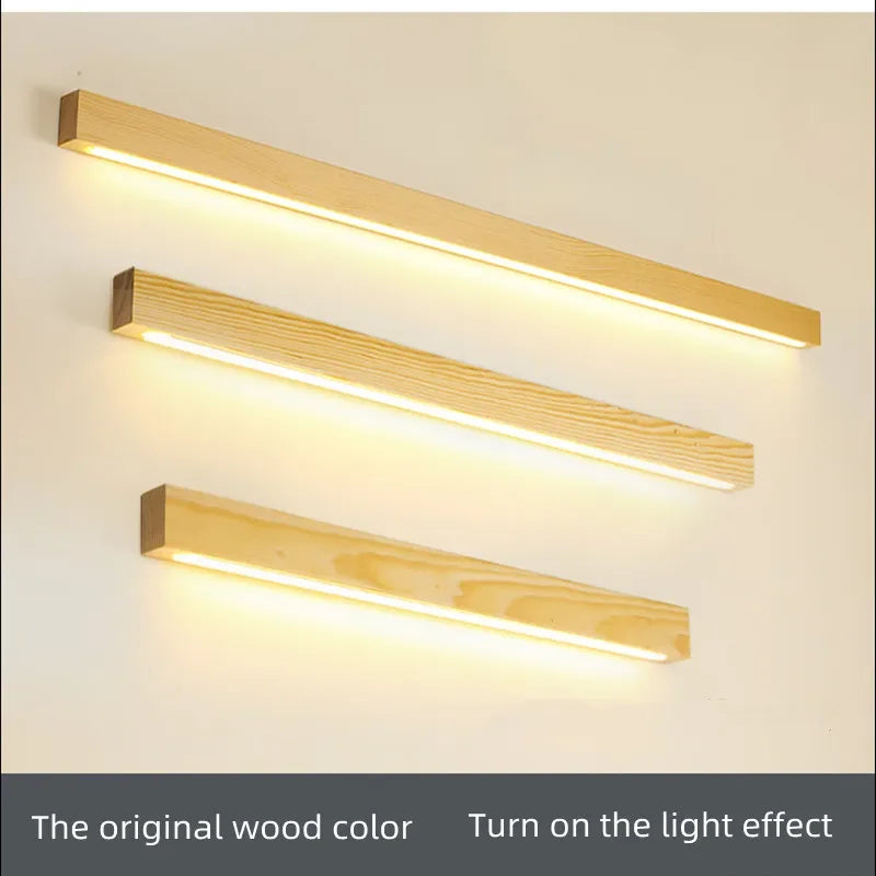 Afralia™ Solid Wood Wall Lamp 60cm/80cm/120cm - Modern Sconces for Living Room, Bedroom