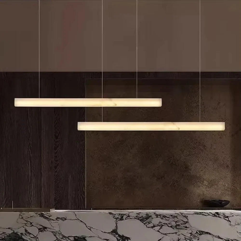 Afralia™ Marble Alabaster Copper Chandelier Pendant - Modern Natural Lighting for Dining Room & Kitchen