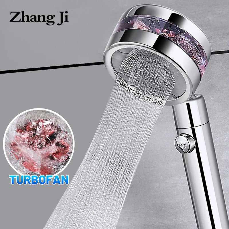 Afralia™ Double Panel Turbo Shower Head with Spiral Water Flow and One Key Stop