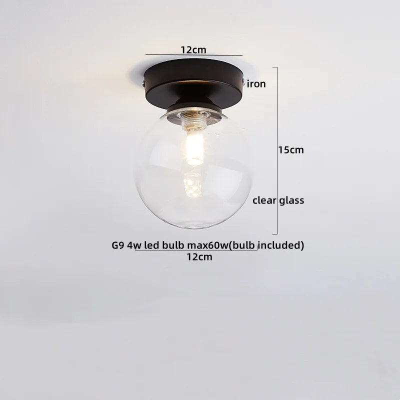 Afralia™ Wood Glass LED Ceiling Lamp Modern Kitchen Living Room Light Fixture