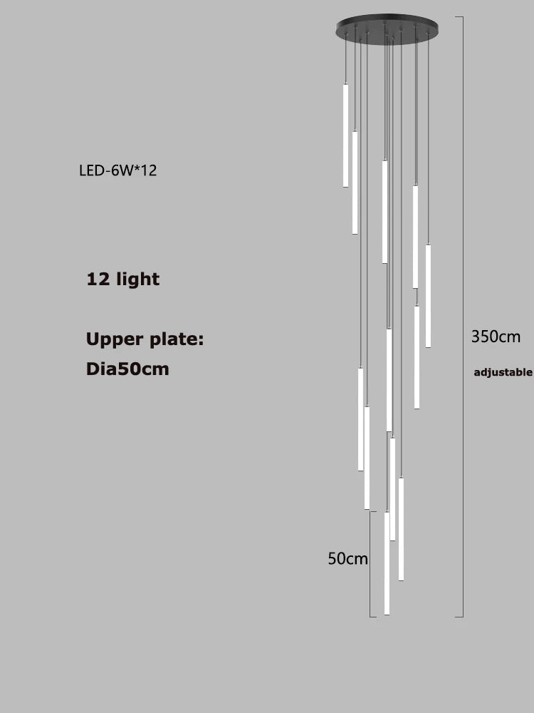 Afralia™ Modern LED Tube Ceiling Chandelier Staircase Lights Lighting Fixtures Home Decor