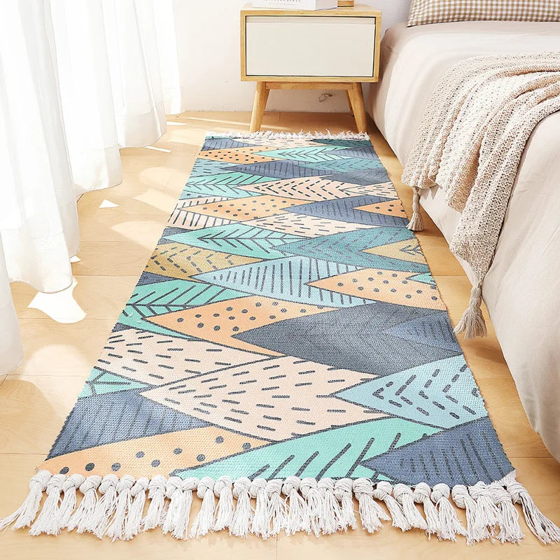 Afralia™ Soft Weave Tassels Bedside Rug, Anti-Slip Living Room Carpet