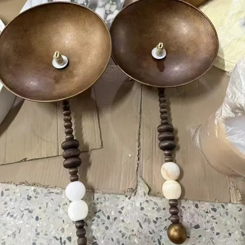 Afralia™ Retro Gold Round Wall Light: Handmade Wooden Sconce for Living Room, Hotel, Villa