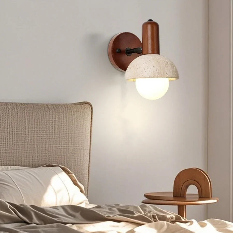 Afralia™ Yellow Travertine LED Wall Lamp Up Down Rotate Glass Pull Chain Stair Light