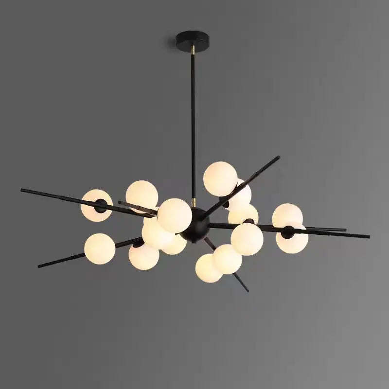 Afralia™ Modern Glass Ball LED Chandelier Gold/Black Pendant Lamp for Living & Dining Spaces