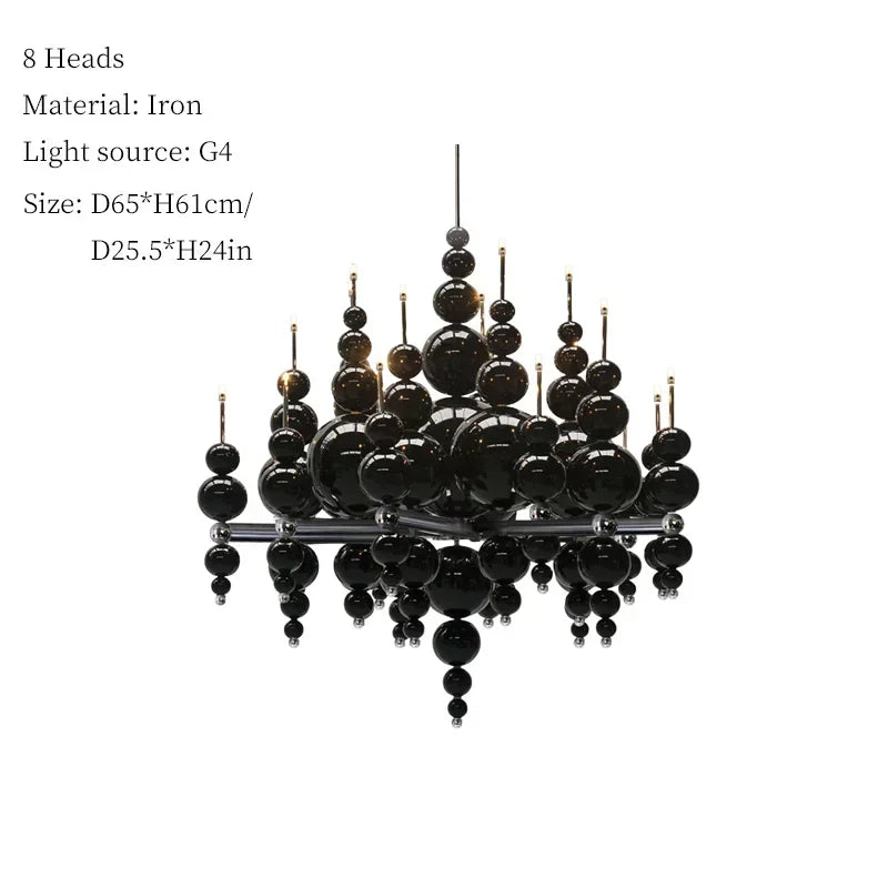 Afralia™ Moon Tears Black Chandelier for Luxury Living Room, Restaurant, Large Dining Table