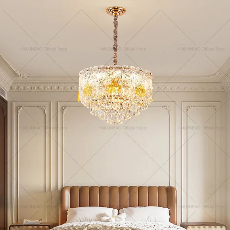 Afralia™ European Crystal Chandelier Light for Luxury Living Room, Dining Room, Hall and Villa