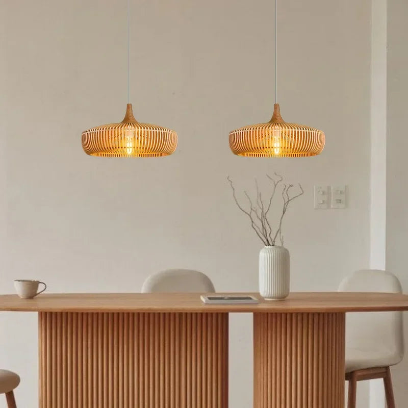 Afralia™ Wood Art LED Chandelier for Dining Table Home Decor Lighting