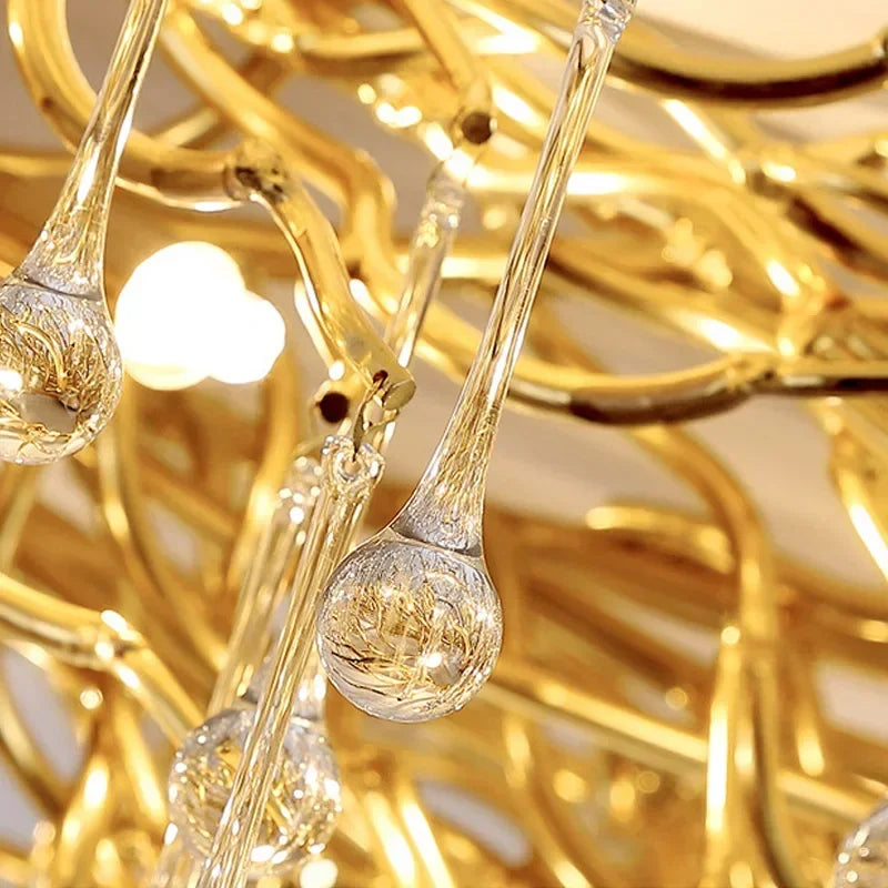 Afralia™ Gold Crystal Chandelier: Dining Living Room Kitchen Table Modern Luxury Lighting