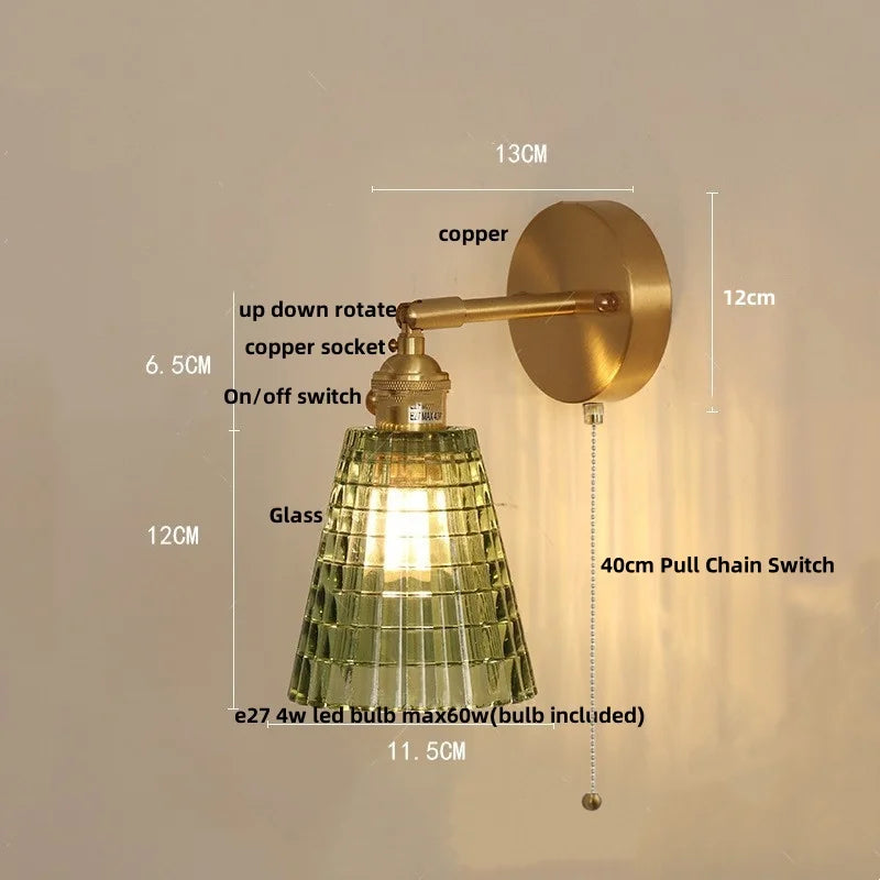 Afralia™ Vintage Amber Coffee LED Wall Lamp Sconce with Adjustable Wire - 70cm