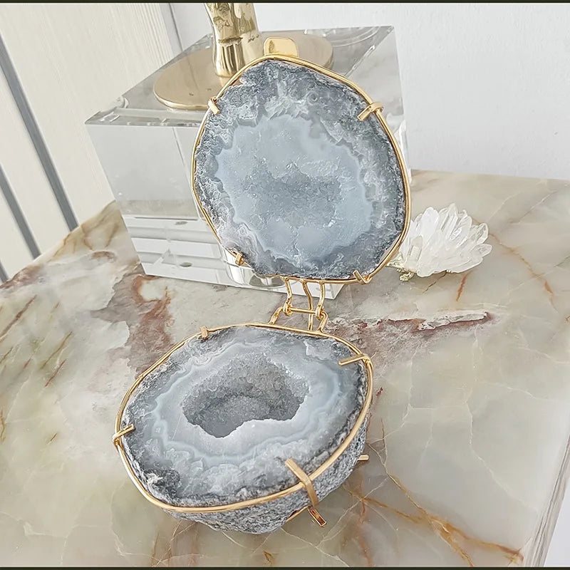 Afralia™ Onyx Stone Jewelry Box Decorative Figurines Home Decoration Accessories