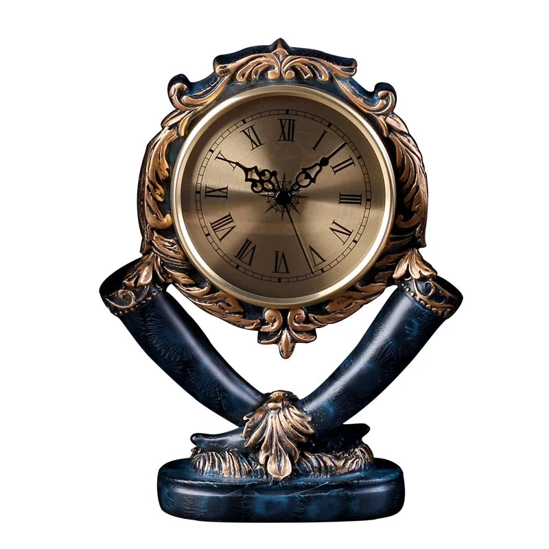 Afralia™ Retro Resin Table Clock - Classic Desk Timepiece for Home & Living Room