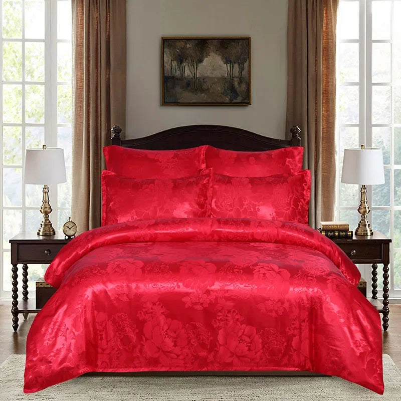 Afralia™ European Satin Jacquard Duvet Cover Set: High Quality, Skin-Friendly Summer Bedding Kit