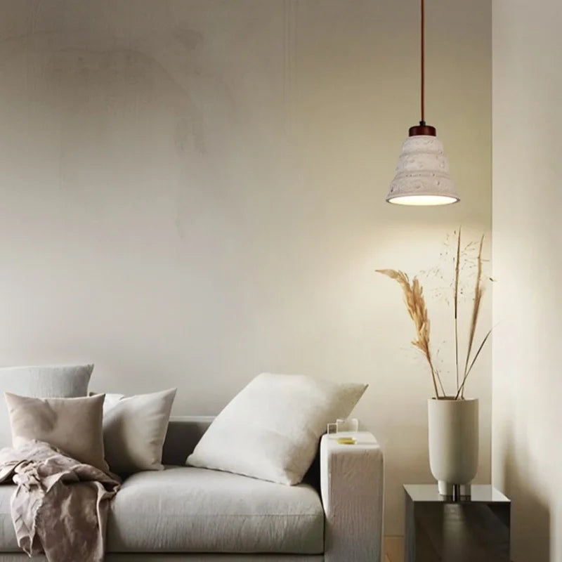 Afralia™ Cement LED Pendant Lights: Japanese Vintage Style for Bedroom, Living, Dining Room