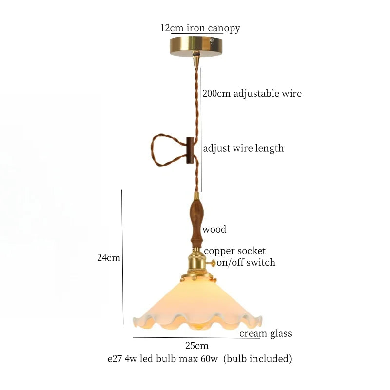 Afralia™ Cream Glass LED Pendant Lamp - Nordic Minimalist Brass Hanging Light