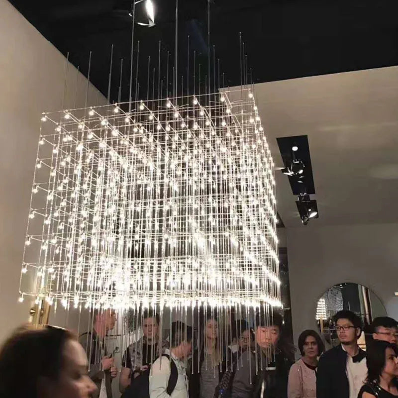 Afralia™ Cube LED Chandelier for Modern Luxury Living Room & Dining Office Hotel