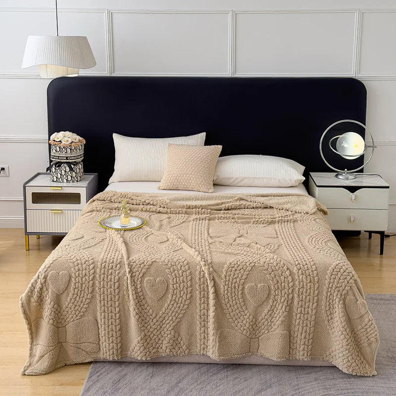 Afralia™ Jacquard Coral Velvet Sofa Cover Blanket | Soft & Warm for Spring/Autumn