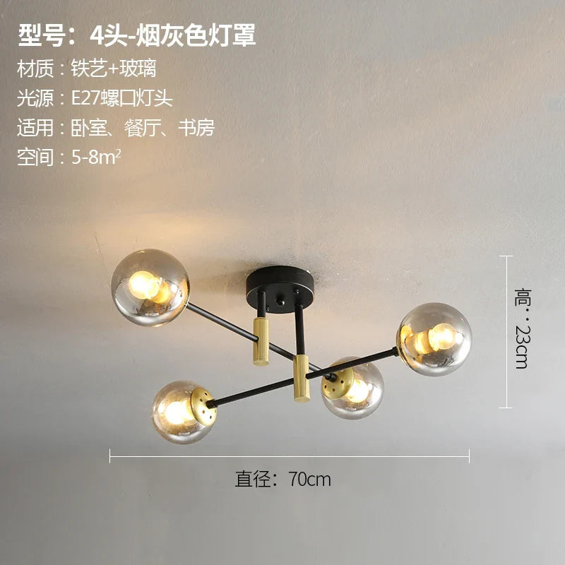 Afralia™ Glass Ball LED Chandelier Ceiling Light for Living Room and Kitchen