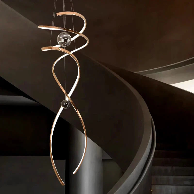 Afralia™ LED Staircase Chandelier Pendant Light Indoor Lighting