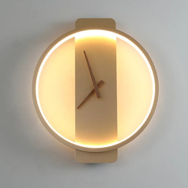 Afralia™ Nordic LED Wall Clock Lamp Indoor Lighting for Hotel Bedside Bedroom