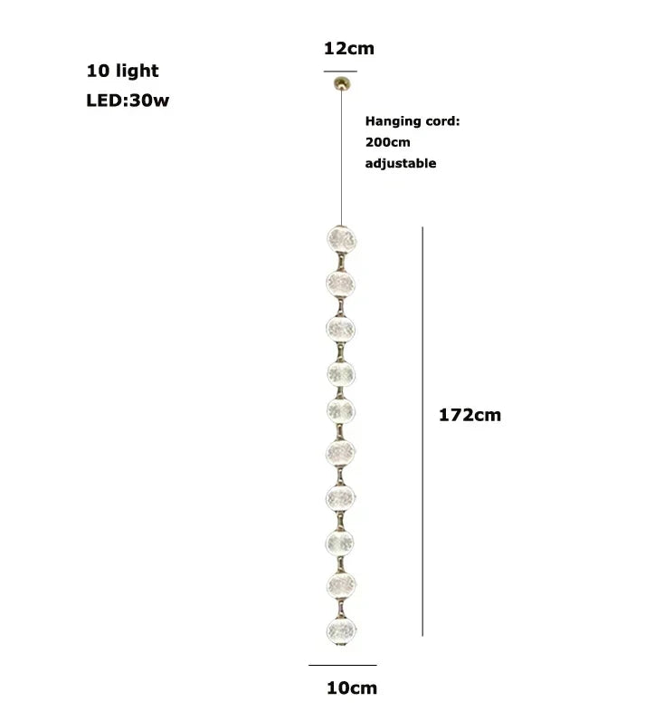 Afralia™ Pearl Necklace LED Pendant Light for 6m Staircase