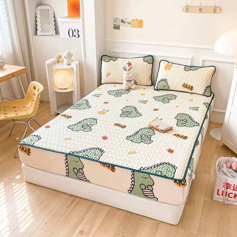 Afralia™ Cool Feeling Silky Summer Comforter & Latex Fitted Sheet Set