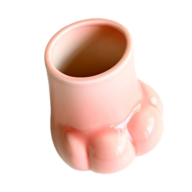 Afralia™ Cute Cartoon Cat Claw Ceramic Vase Home Decoration