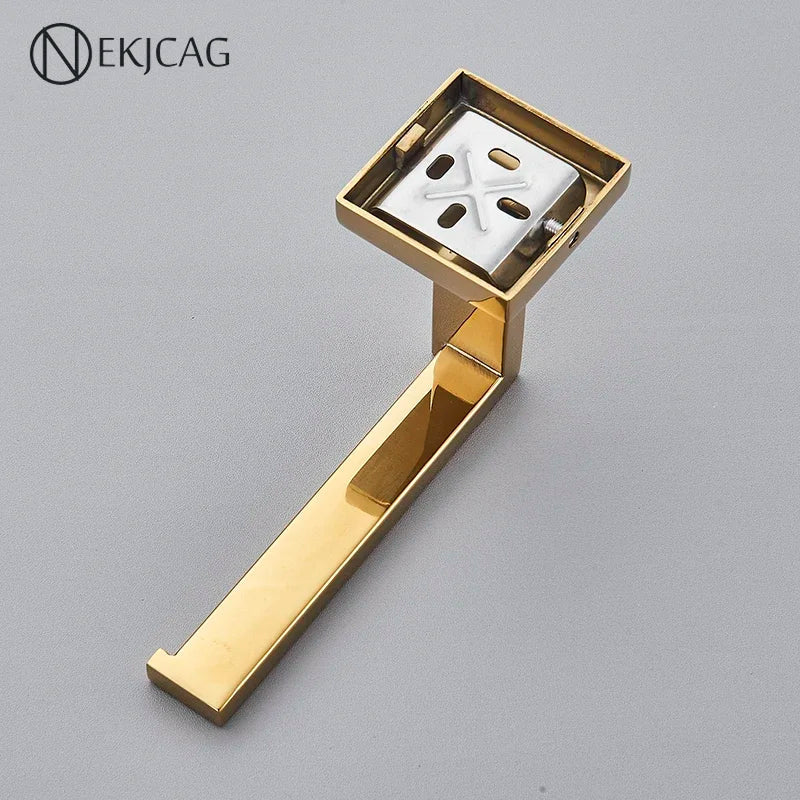 Afralia™ Gold Square Paper Holder Bathroom Accessory
