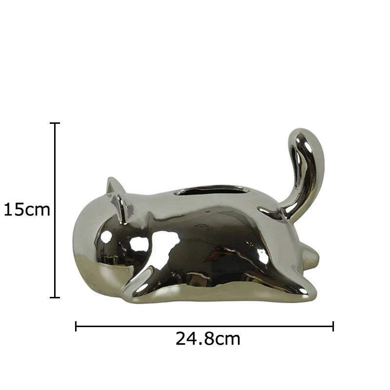 Afralia™ Cat Ceramic Tissue Box Modern Home Decor