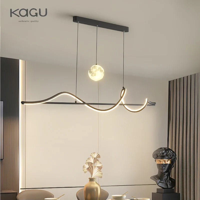 Afralia™ LED Pendant Light - Modern White/Black Long Line for Home, Restaurant, Office