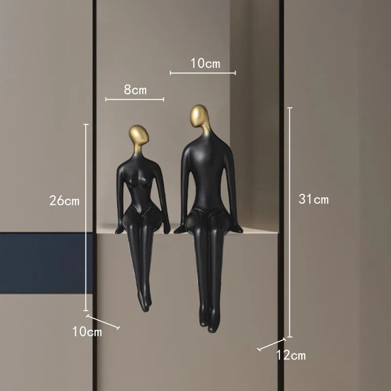 Afralia™ Resin Abstract Couple Sculpture Decorative Figurine Ornament