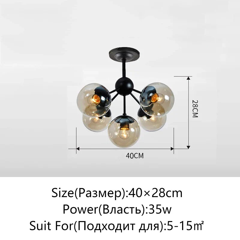 Afralia™ Glass Ball Chandelier Modern Minimalist Decor Lighting