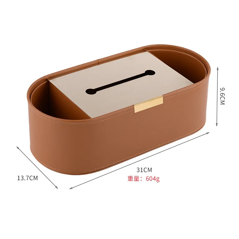 Afralia™ Luxury Leather Tissue Box & Desktop Organizer - High-end Home Decor