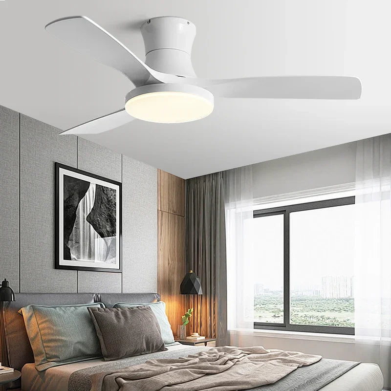 Afralia™ Low Profile Ceiling Fan Light with Black ABS Blades and Remote Control