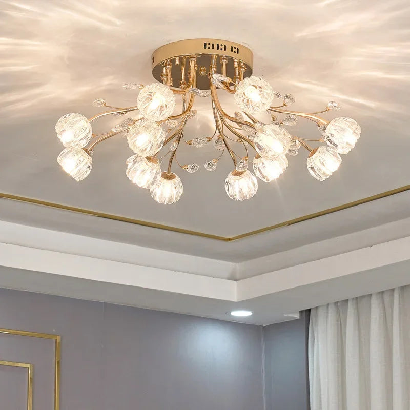 Afralia™ Crystal Ceiling Light for Modern Light Luxury Living Spaces by Samsarah Lighting